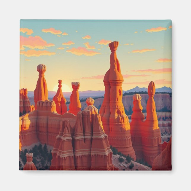 Íman Ímã de Viagem Retro Bryce Canyon Utah Antigo (Frente)