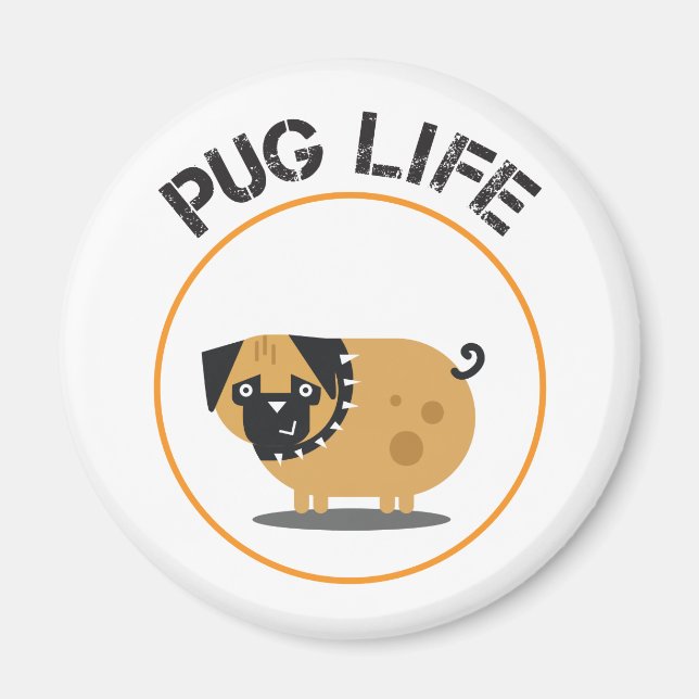 Íman Ímã de Vida de Cachorro Pug (Frente)