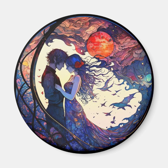 Íman Ímã de Vidro Pintado de Casal (Frente)