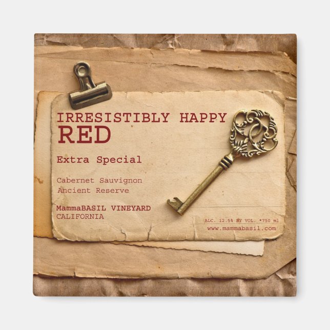 Íman Ímã de Vinho Tinto Irresistivelmente Feliz! (Frente)