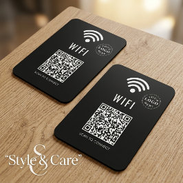 Íman Ímã de WiFi Preto Elegante com Logotipo e Código Q