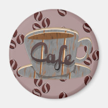Ímã de Xícara de Café e Grãos de Café