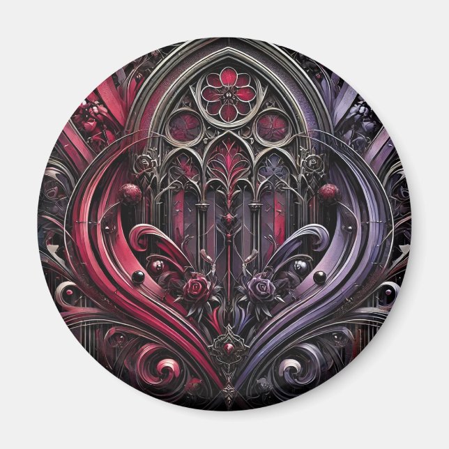 Íman Ímã Decorativo Arcos Rosa Gótico (Frente)