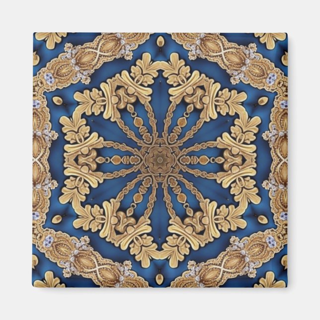 Íman Ímã Decorativo Azul Dourado (Frente)