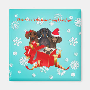 Íman Ímã decorativo do Natal do Dachshund do floco de