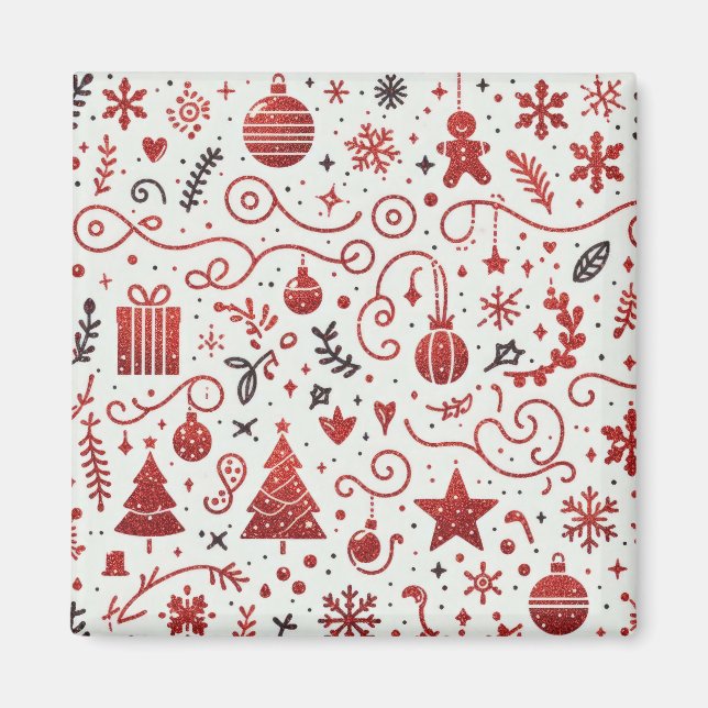 Íman Ímã Decorativo Vermelho Branco de Feriado (Frente)