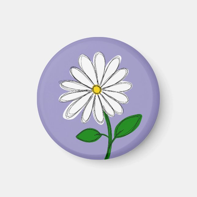Íman Ímã Desenhado à Mão de Margarida Lavanda (Frente)