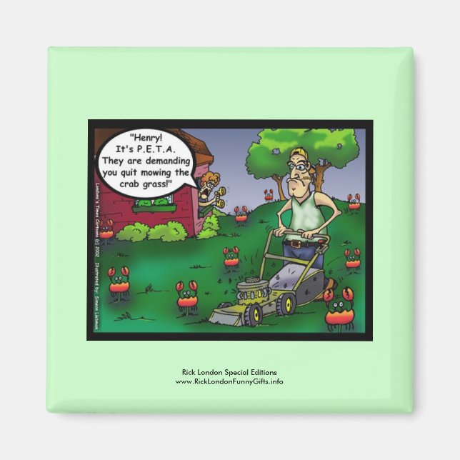 Íman Ímã Divertido da PETA & do Cartoon Crabgrass (Frente)