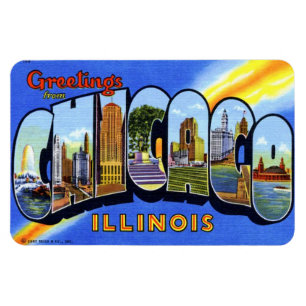 Íman Ímã do cartão da letra de Chicago Illinois IL