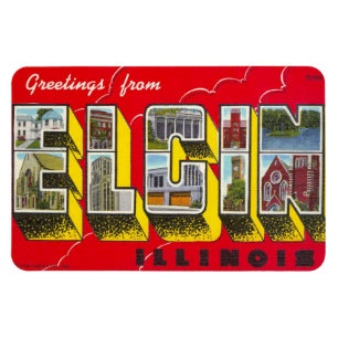Íman Ímã do cartão da letra de Elgin Illinois IL