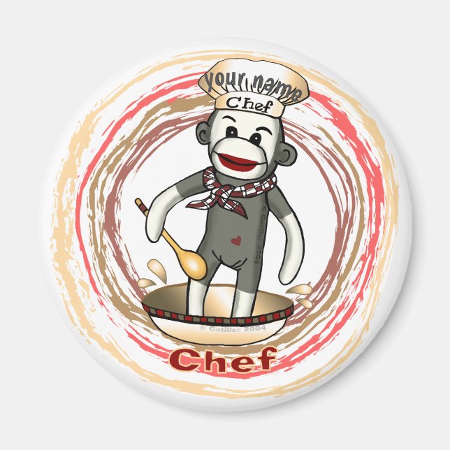 Íman Ímã do Chef Macaco de Meia (Frente)