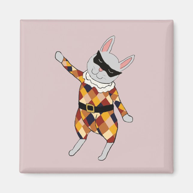 Íman Ímã do coelho do Harlequin da dança (Frente)