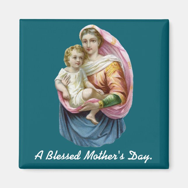 Íman Ímã do Dia das Mães com Maria segurando Jesus (Frente)