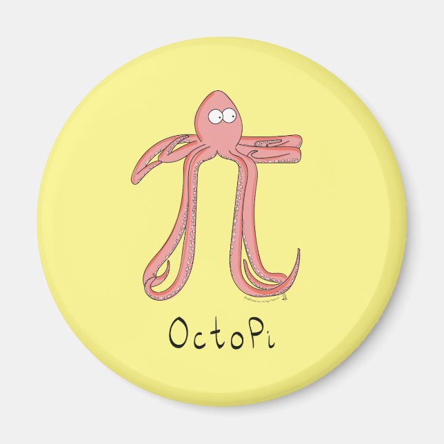 Íman Ímã do Dia do Pi da Matemática Fofura do Polvo (Frente)