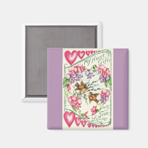 Íman Ímã do Dia dos Namorados Vintage Love Birds