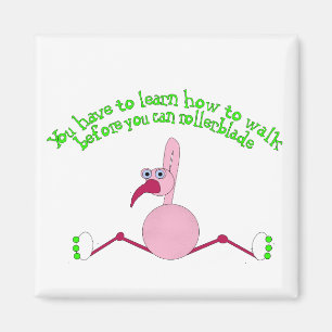 Íman Ímã do flamingo de Rollerblading