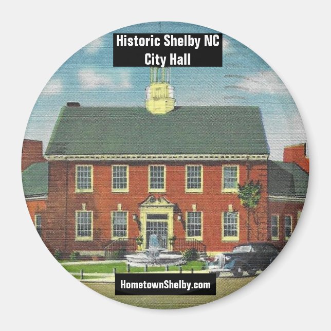 Íman Ímã do Histórico Prefeitura de Shelby NC (Frente)