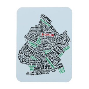 Íman Ímã do mapa da tipografia de Brooklyn NYC