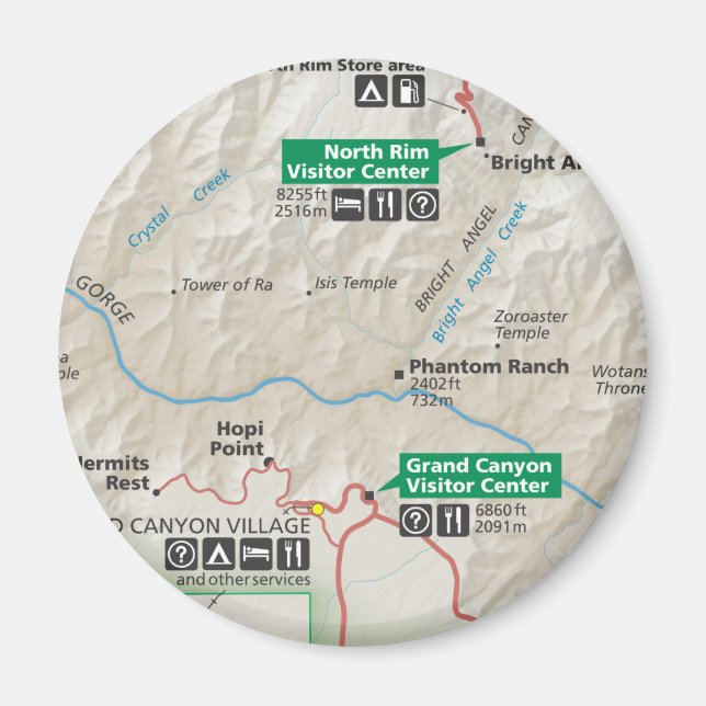 Íman Ímã do mapa do Grand Canyon (Frente)