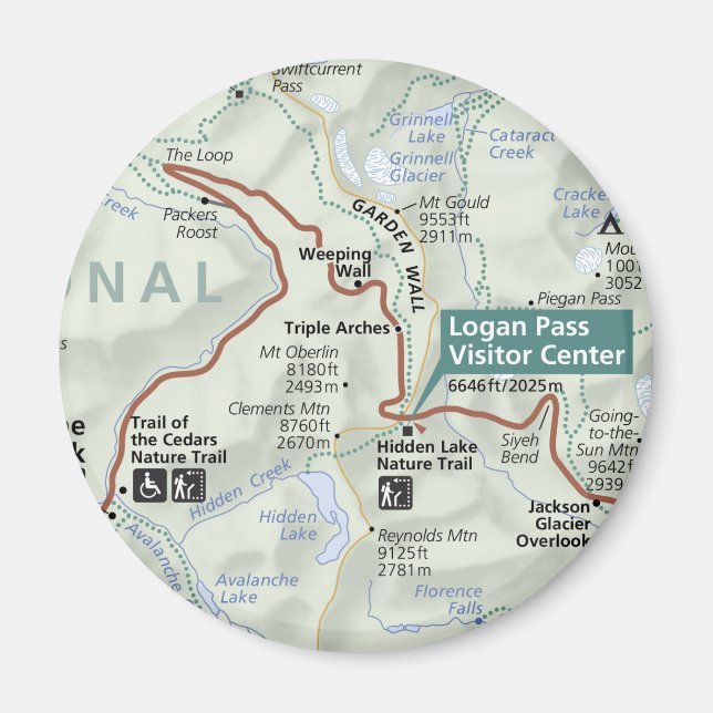 Íman ímã do mapa Glacier (Montana) (Frente)