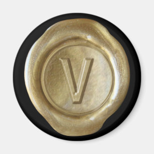Íman Ímã do monograma do selo da cera - ouro - estilo