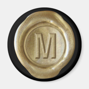 Íman Ímã do monograma do selo da cera - ouro - estilo
