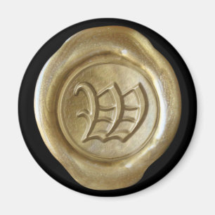 Íman Ímã do monograma do selo da cera - ouro - ingles