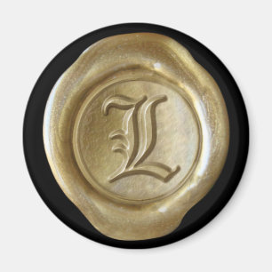 Íman Ímã do monograma do selo da cera - ouro - ingles