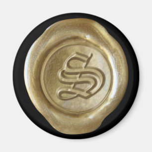 Íman Ímã do monograma do selo da cera - ouro - ingles