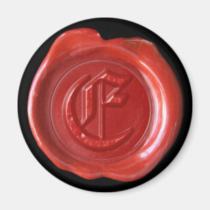 Íman Ímã do monograma do selo da cera - vermelho -