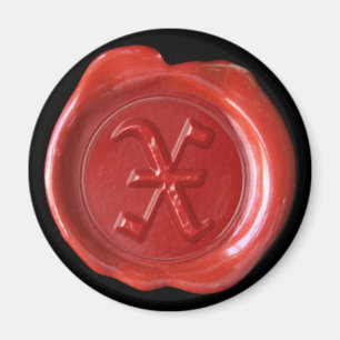 Íman Ímã do monograma do selo da cera - vermelho -