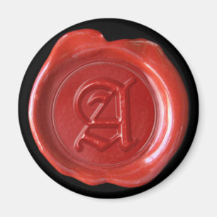 Íman Ímã do monograma do selo da cera - vermelho -