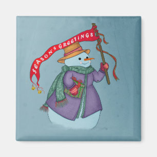 Íman Ímã do Natal da entrega especial da Sra. Snowman