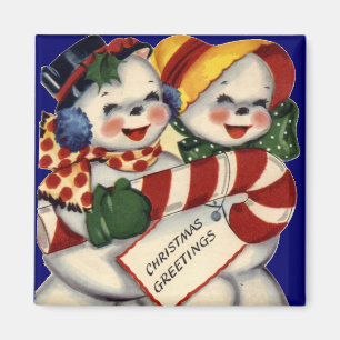 Íman Ímã do Natal de Snowcouple do vintage do KRW