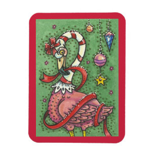 ÍMAN ÍMÃ DO NATAL DO FLAMINGO DO ROSA DO BASTÃO DE