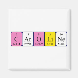 Íman Ímã do nome da mesa periódica de Caroline
