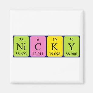 Íman Ímã do nome da mesa periódica de Nicky