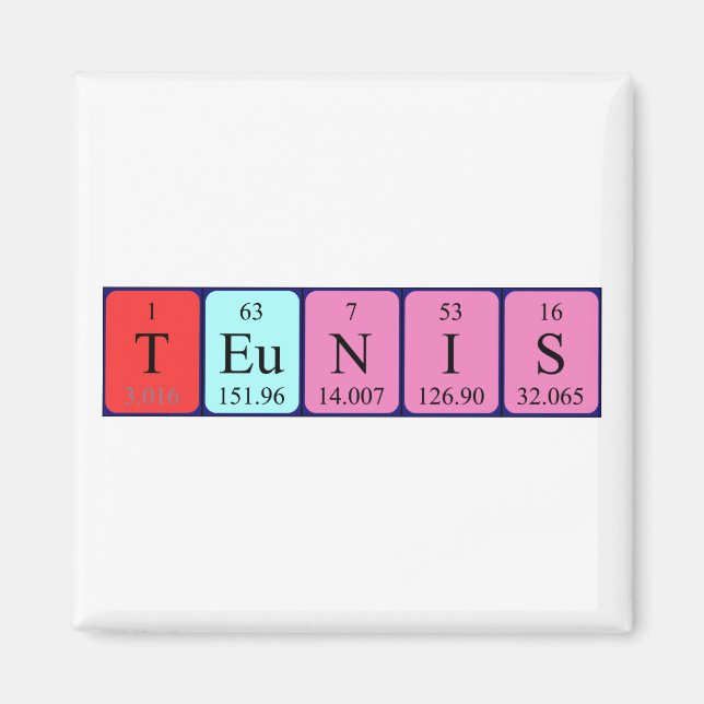 Íman Ímã do nome da mesa periódica Teunis (Frente)