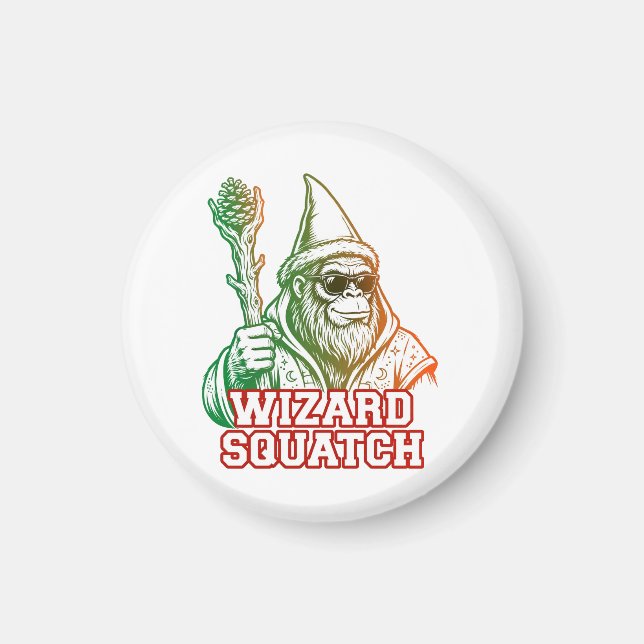 Íman Ímã do Pé Grande Engraçado Wizard Squatch (Frente)