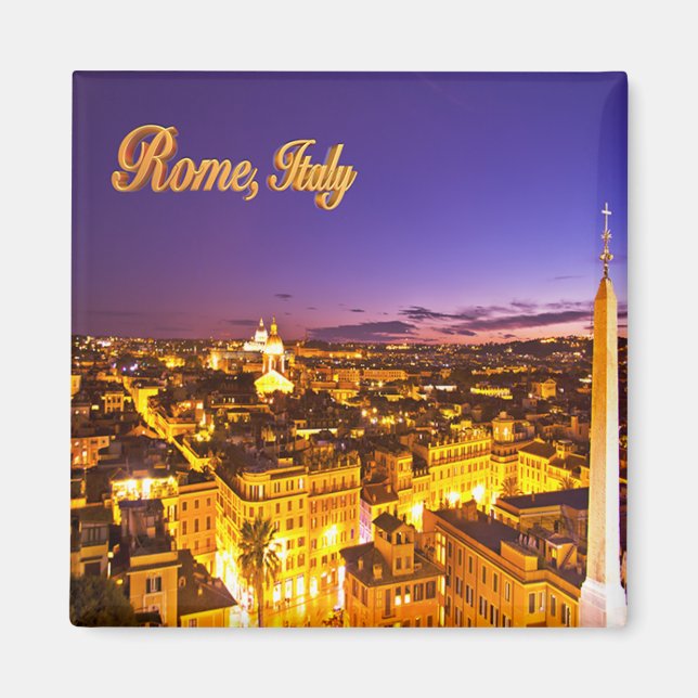 Íman Ímã do Pôr do Sol Roxo em Roma, Itália (Frente)