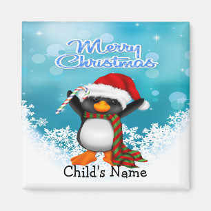 Íman Ímã do quadrado do pinguim do Feliz Natal