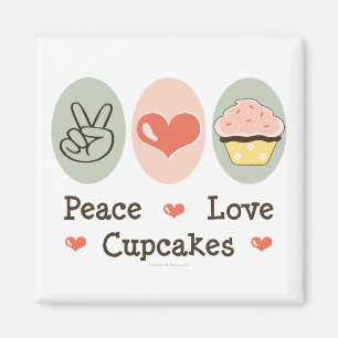 Íman Ímã dos cupcakes do amor da paz