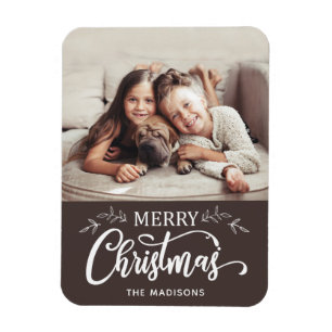 Íman Ímã editável da foto do Feliz Natal da cor