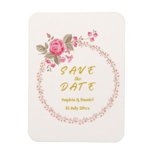 Íman Ímã Elegante de Floral para Salvar a Data do Casam