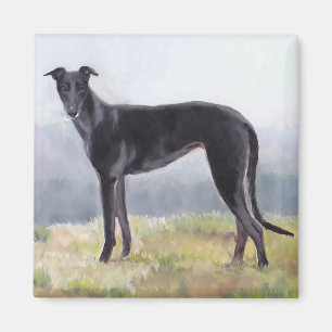 Íman Ímã ereto da arte do cão do galgo preto