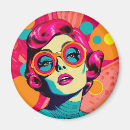Íman Ímã estilo retrô colorido, mulher colorida