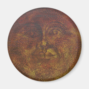 Íman Ímã Face do Sol marrom enferrujado abstrato