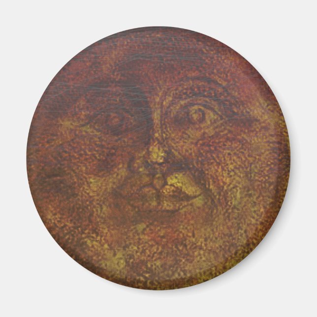 Íman Ímã Face do Sol marrom enferrujado abstrato (Frente)