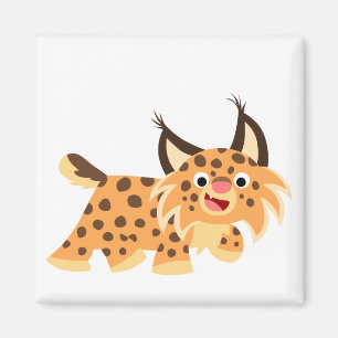 Íman Ímã faceto bonito do lince dos desenhos animados