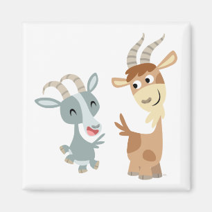 Íman Ímã feliz bonito de duas cabras dos desenhos